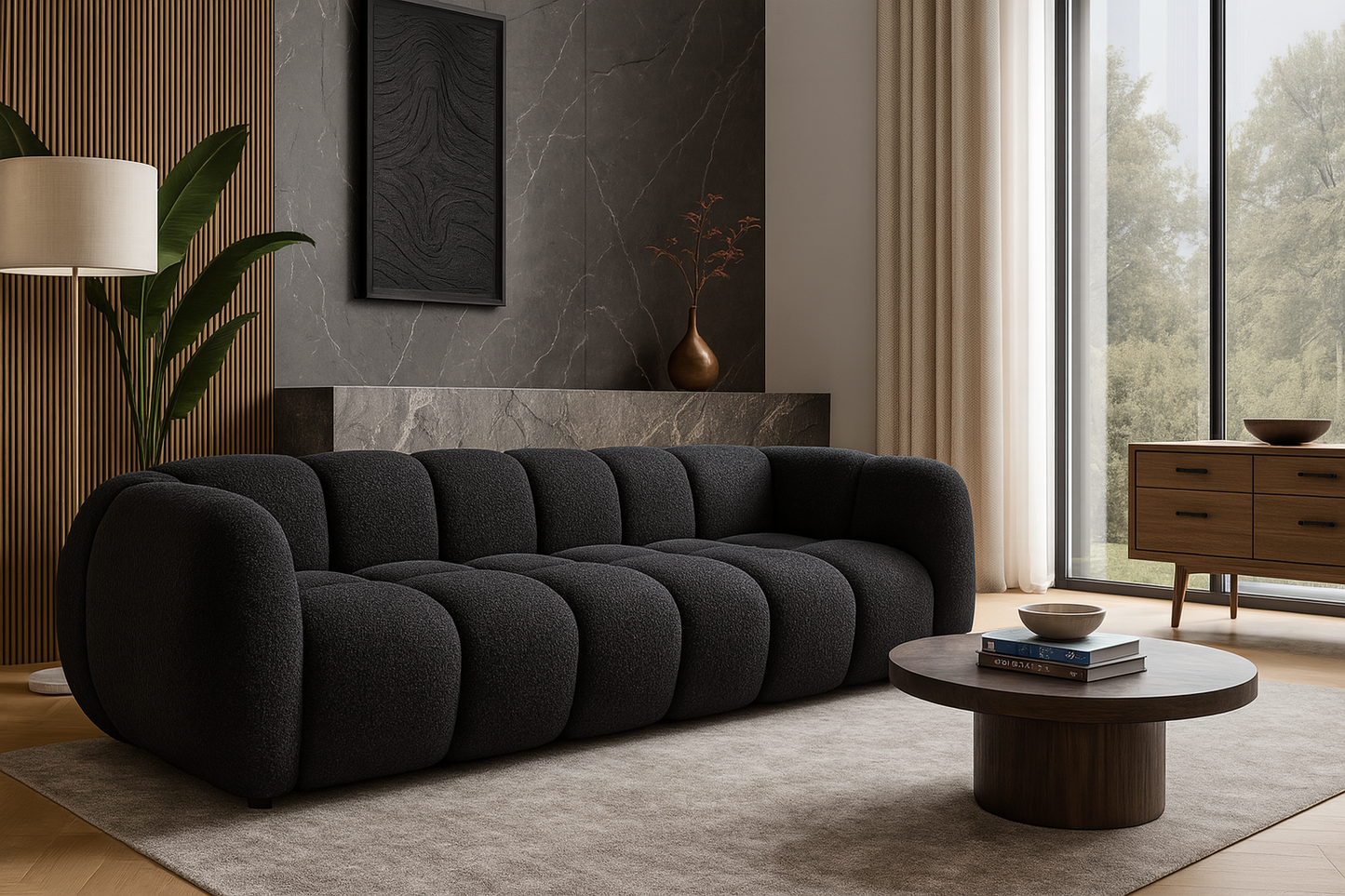 Cavallo Sofa – Luxe Bouclé Cloud Couch with Deep Tufted Seating & Sculpted Silhouette
