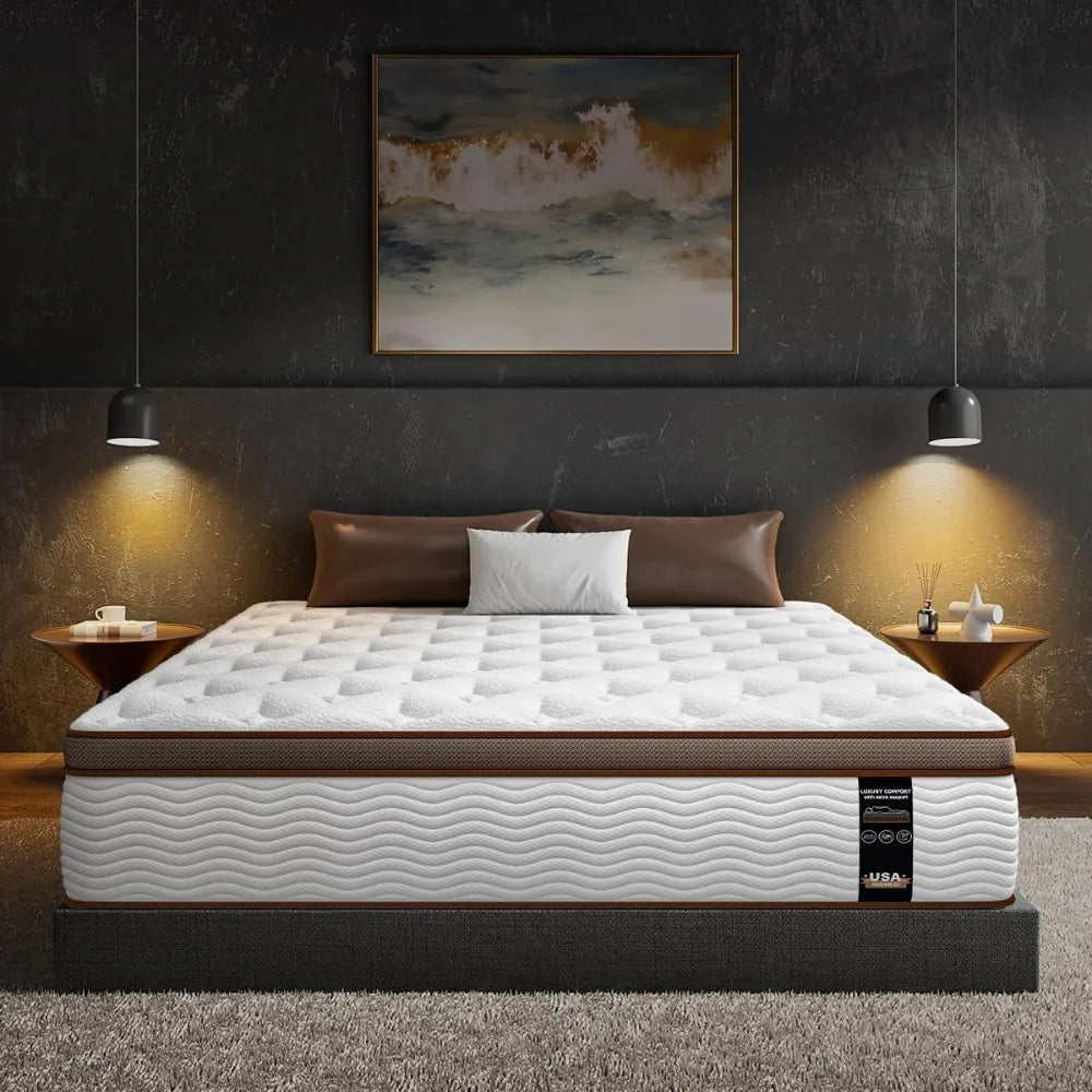 Airelle Luxe Mattress – Euro Top Comfort with Zoned Coil Support and Cooling Gel Layers