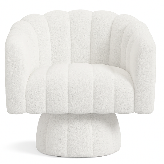 Élanora Chair – Sculpted Velvet Barrel Chair with 360° Glide in Soft Modern Silhouette