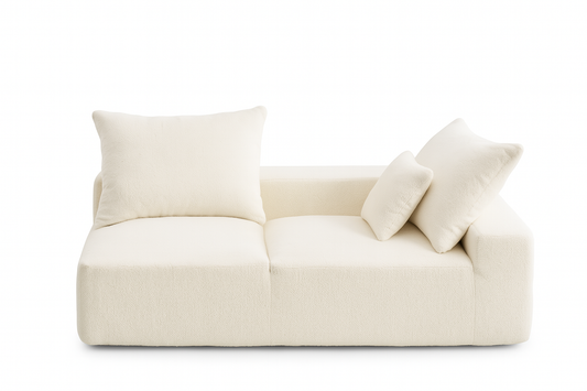 Lunara Sofa – Cloud-Inspired Chenille Chaise in Soft Ivory